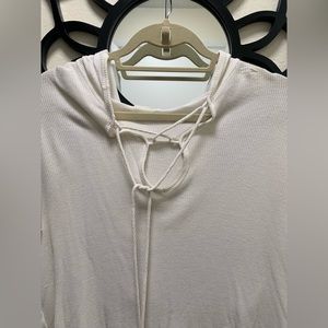 White Waffle Knit Hoodie